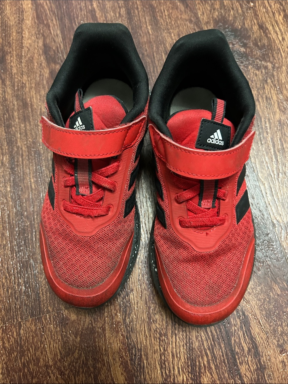 adidas Kids Red and Black Velcro Lace Sneakers